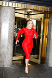 Jennifer Lopez in red dress filming Marry Me in NYC - October 02, 2019