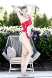 Jaime King in red monokini photoshoot