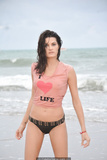 Isabeli Fontana in wet see through top on the set of a photoshoot at Maragogi