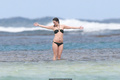 Drew Barrymore in green bikini in Hawaii for her 32nd birthday - February 22,