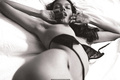 Caterin Valdivieso topless on a bed black--white photoshoot by Fabio Bozzetti