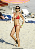 Aleksandra Nikolic Melnichenko sexy in red bikini in St Barth